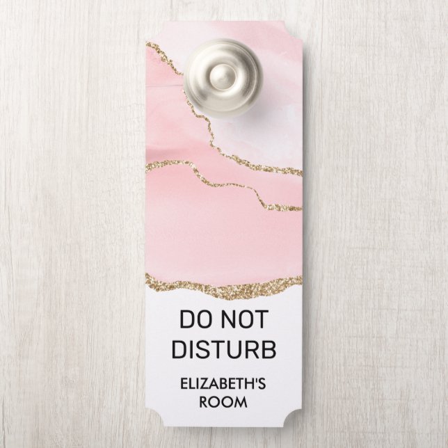 Niet storen roze Blush Agaat Waterverf Deurhanger (Op knop)