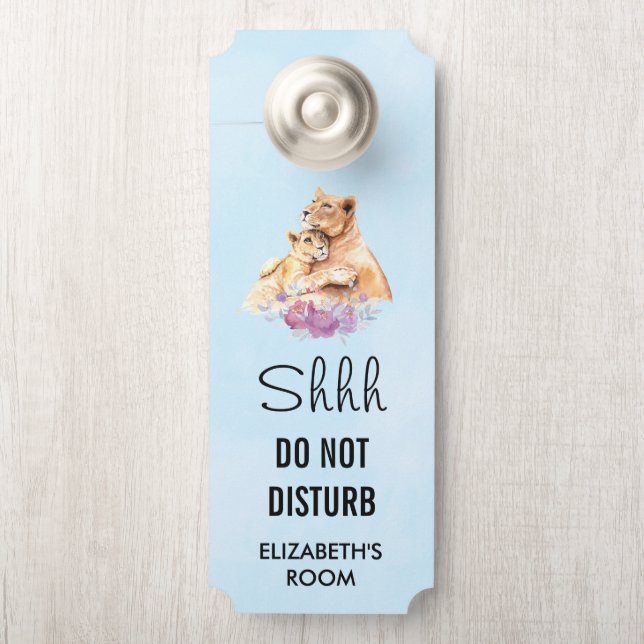 Niet storen Schattigee Waterverf Moeder Leeuw & we Deurhanger (Op knop)