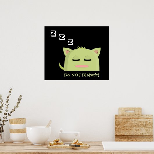 Niet storen! Slaapend Kat Poster (Keuken)