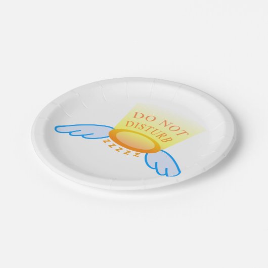 Niet storen Slaapstand Vliegende Halo en Vleugels Papieren Bordje (Gekanteld)