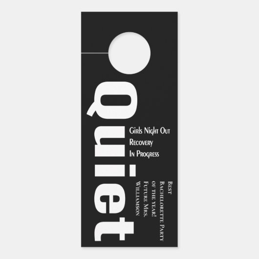 Niet Storen Stille Meisjesuitnodiging Feest Zwart Deurhanger (Voorkant)