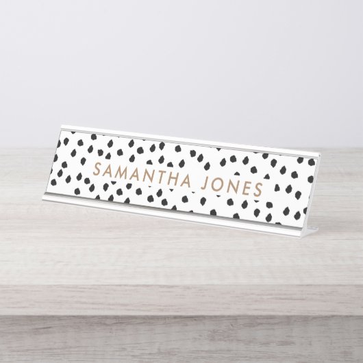 Niet storen teken witte stippen Bedrijfsnaam Bureau Naambordje (Voorkant)