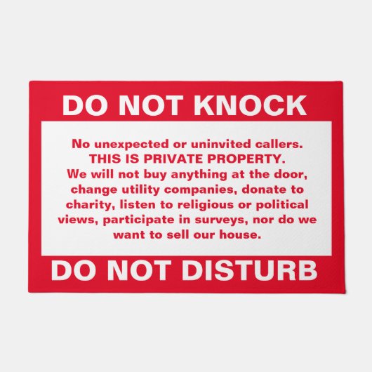 Niet storen van doormat deurmat (Voorkant)