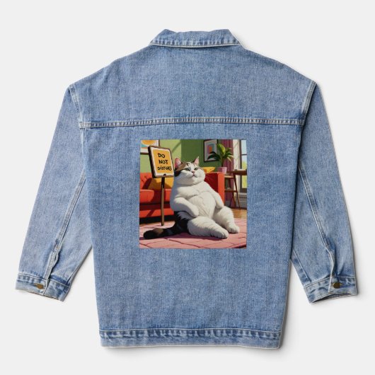 Niet storen vet kat grappig denim jacket (Achterkant)