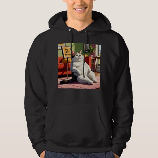 Niet storen vet kat grappig hoodie (Voorkant)