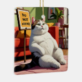 Niet storen vet kat grappig keramisch ornament (Rechts)