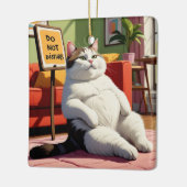 Niet storen vet kat grappig keramisch ornament (Links)