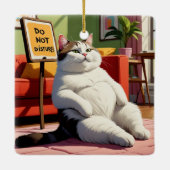 Niet storen vet kat grappig keramisch ornament (Achterkant)