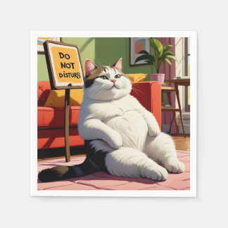 Niet storen vet kat grappig servet