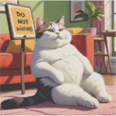 Niet storen vet kat grappig sticker (Voorkant)