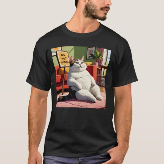 Niet storen vet kat grappig t-shirt (Voorkant)