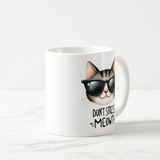 Niet stressen Meowt, Funny Cat Pun Coffee Mok (Voorkant rechts)