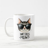 Niet stressen Meowt, Funny Cat Pun Coffee Mok (Links)