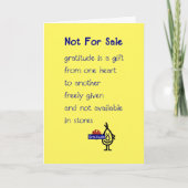 Niet te koop - een grappig bedankgedicht bedankkaart (Voorkant)