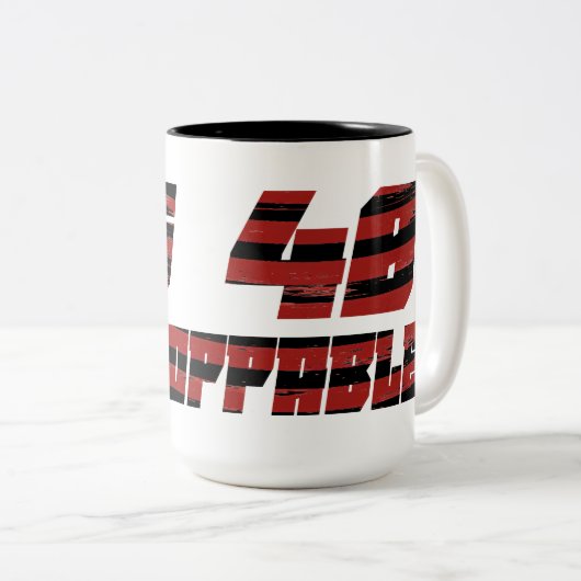 Niet te stoppen 48 mok (Voorkant rechts)