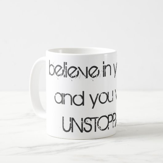 Niet te stoppen koffiemok (Voorkant links)