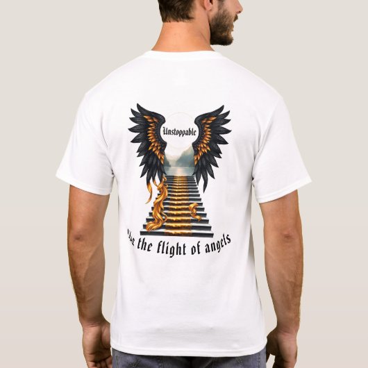 Niet te stoppen, zoals de vlucht van engelen. t-shirt (Achterkant)