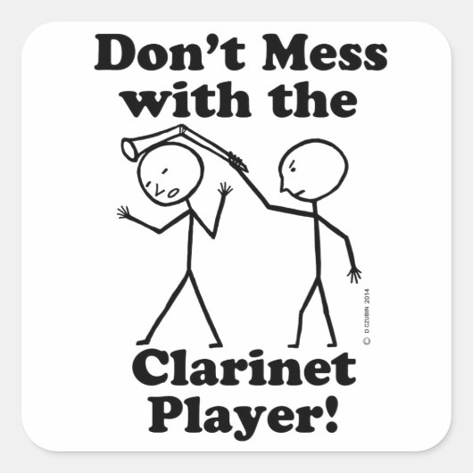 Niet te veel met de Clarinet Player Vierkante Sticker (Voorkant)