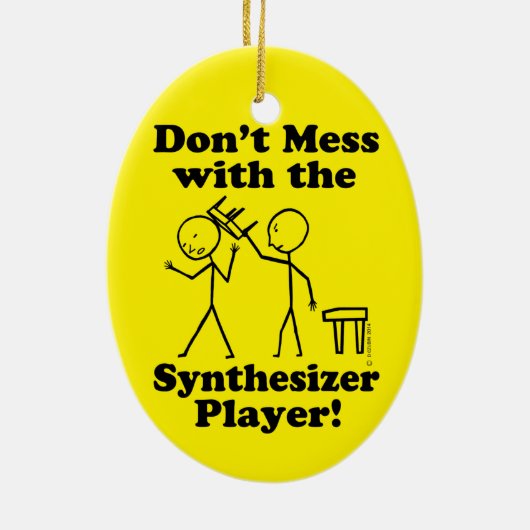 Niet te veel met de Synthesizer Player Keramisch Ornament (Achterkant)