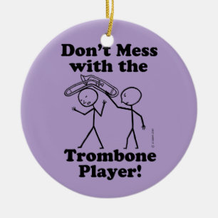 Niet te veel met de trombone-speler keramisch ornament