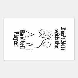 Niet te veel met de zakbelspeler rechthoekige sticker