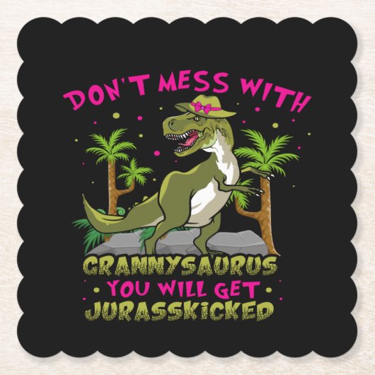 Niet te veel met Grannysaurus-Onderzetter Kartonnen Onderzetters (Voorkant)