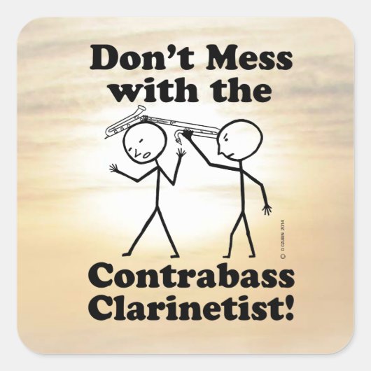 Niet te veel met het Contrabass Clarinetis Square Vierkante Sticker (Voorkant)