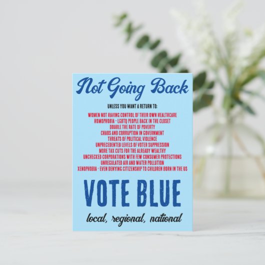 Niet terug gaan Stem Blauw uit de stemming Briefkaart (Staand voorkant)