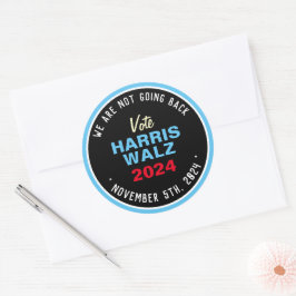 Niet terug Harris Walz 2024 Ronde Sticker