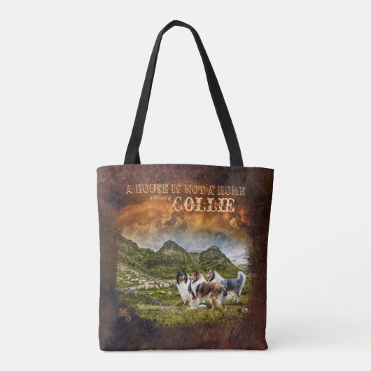 Niet thuis met Collie, Portret & Scene, Land - Tote Bag (Achterkant)