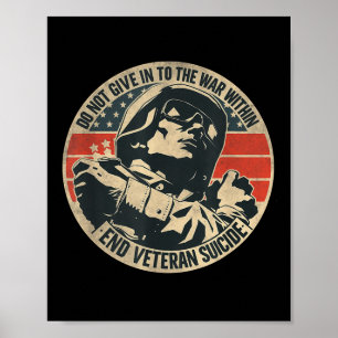 Niet toegeven aan de oorlog in Eind Veteraan Suici Poster