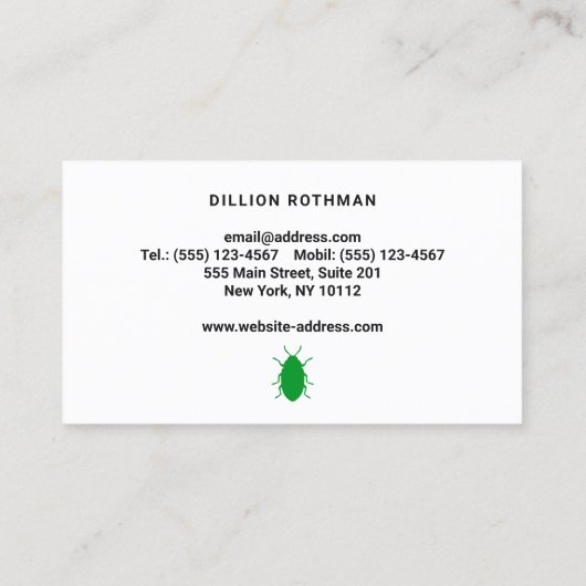 Niet-toxische plaagbestrijding Exterminator Visitekaartje (Achterkant)