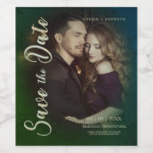 Niet-traditioneel huwelijk sparen het Datumfotopaa Wijn Etiket (Enkel label)