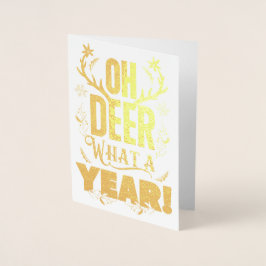 Niet-traditionele OH DEER Wat een jaar vakantie Folie Kaarten