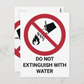 Niet uitdoven met water, verbodsbord briefkaart (Voorkant / Achterkant)