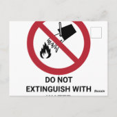 Niet uitdoven met water, verbodsbord briefkaart (Achterkant)