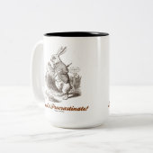 Niet uitstellen! White Rabbit Watch Wonderland Tweekleurige Koffiemok (Voorkant links)