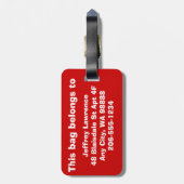 NIET UW BAG! OntwerpBagagelabels (rood) Bagagelabel (Achterkant verticaal)