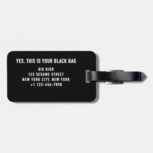 Niet uw zwarte Bagagelabel (Achterkant horizontaal)