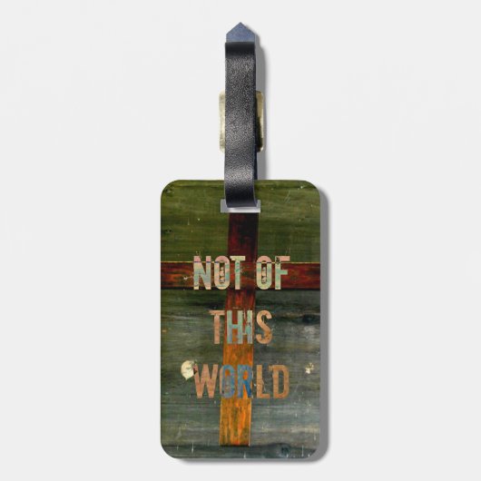 "Niet van deze wereld" Aangepast Christelijk Bagagelabel (Achterkant verticaal)