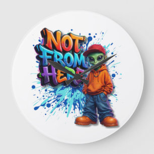 Niet Van Hier Grappig Alien Streetwear Design Grote Klok