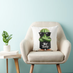 "Niet vandaag" Cactus met zonnebril en houding Kussen