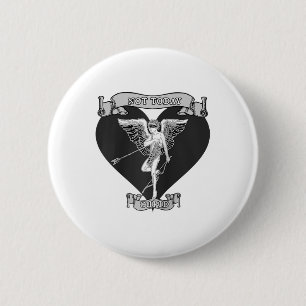 Niet vandaag Cupid Arrow Shot Tattoo Style Grey An Ronde Button 5,7 Cm