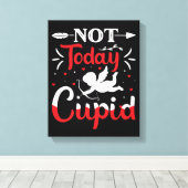 Niet vandaag Cupid Funny Valentijnsdag Canvas Afdruk (Insitu (Houten vloer))