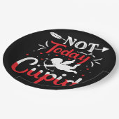 Niet vandaag Cupid Funny Valentijnsdag Papieren Bordje (Gekanteld)