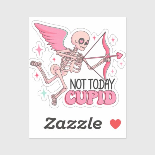 Niet vandaag Cupido! Anti-Valentijn skelet Sticker (Vel)