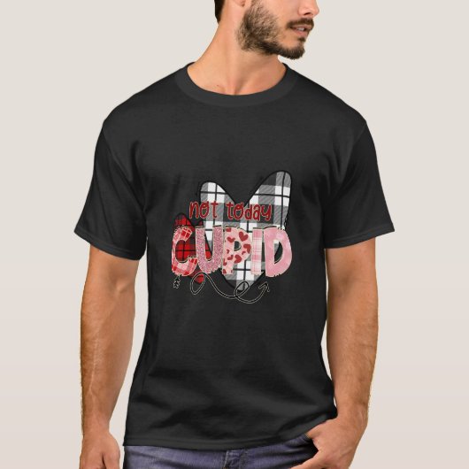 Niet vandaag Cupido - Check geruite harten - Anti T-shirt (Voorkant)