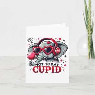 Niet Vandaag Cupido Met Olifant En Hart Hoofdtelef Kaart