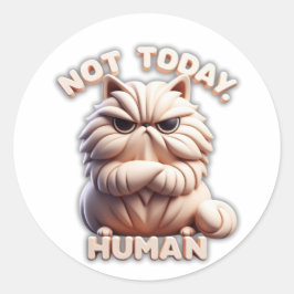 Niet vandaag de dag menselijke chagrijnige kat amb ronde sticker