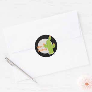 Niet vandaag de groene cactus van Kawaii oranje en Ronde Sticker